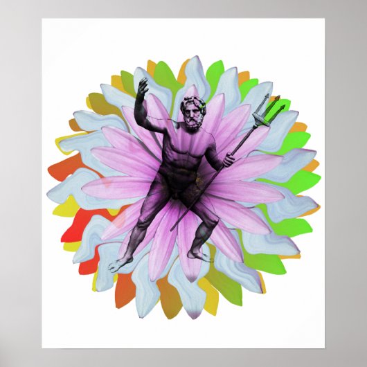 Poseidon, Gott des Meeres und Berg Olympus Poster (Vorne)