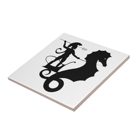 Poseidon, griechisches Reliefdesign Fliese (Seite)