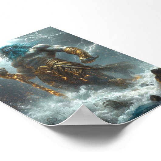 Poseidon, Herr der Tiefe - göttlicher Sturm Poster (Ecke)