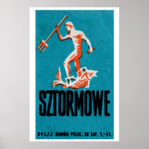 Poseidon Matchbox Kunstprint, Polnischer Vintage-F Poster