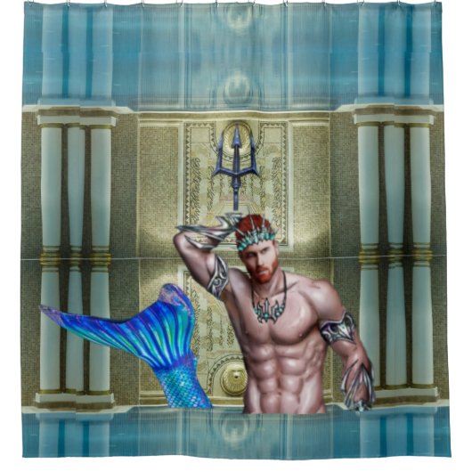 Poseidon / Neptune Nautical Coastal Duschvorhang (Vorderseite)