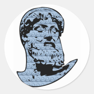 Poseidon-Statue Runder Aufkleber