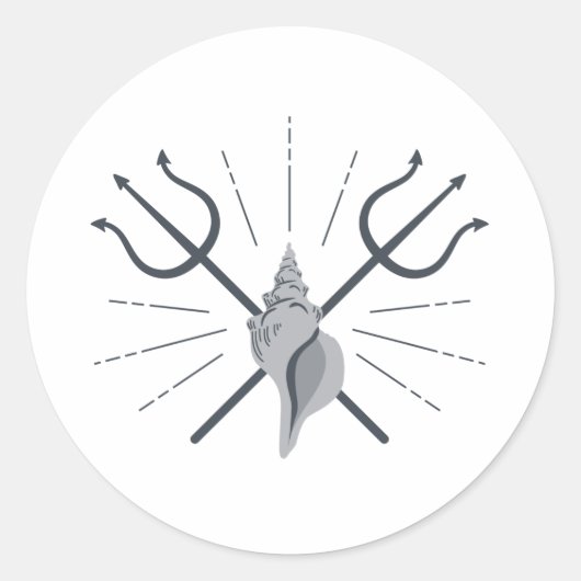 Poseidon Trident Runder Aufkleber (Vorderseite)