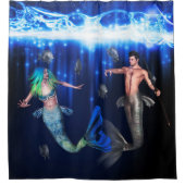 Poseidon und die Meerjungfrau Duschvorhang (Vorderseite)