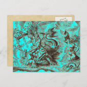 Poseidon und Dolphin Weltkarte Postkarte (Vorne/Hinten)