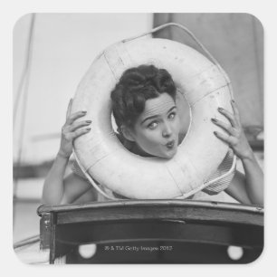 Posen 3 quadratischer aufkleber