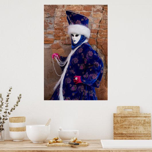 Posen in Karnevalskostüme, Venedig Poster (Küche)