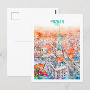 Posen Polen Berühmte Reise Wasserfarben Skizze Postkarte