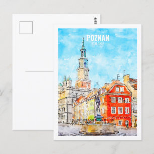 Posen Polen Berühmte Reise Wasserfarben Skizze Postkarte