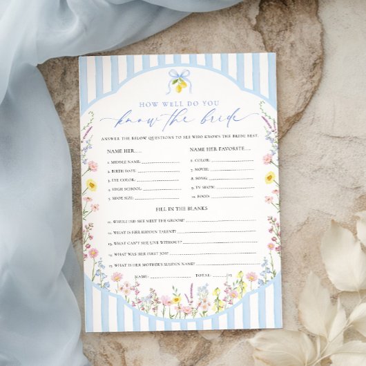 Posey How Well Do You Know The Bride Game Einladung