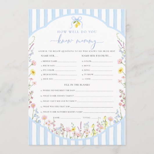 Posey Wie gut kennst du Mami Spiel Einladung (Vorderseite)