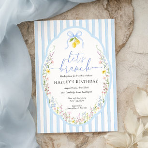 Posey Wildblume Blaue Schleife Geburtstags-Brunch Einladung