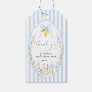 Posey Wildflower Blaue Schleife Baby Shower Geschenkanhänger