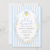 Posey Wildflower Blue Bow Birthday Brunch Einladung (Vorderseite)