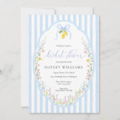 Posey Wildflower Blue Bow Bridal Shower Invitation Einladung (Vorderseite)