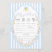 Posey Wildflowers Blue Bow Baby Predictions Game Einladung (Vorderseite)