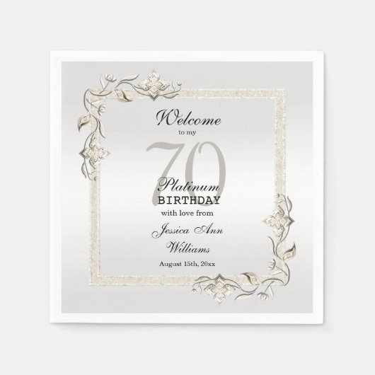 Posh 70. Platinum Geburtstagsplatz Serviette (Vorderseite)