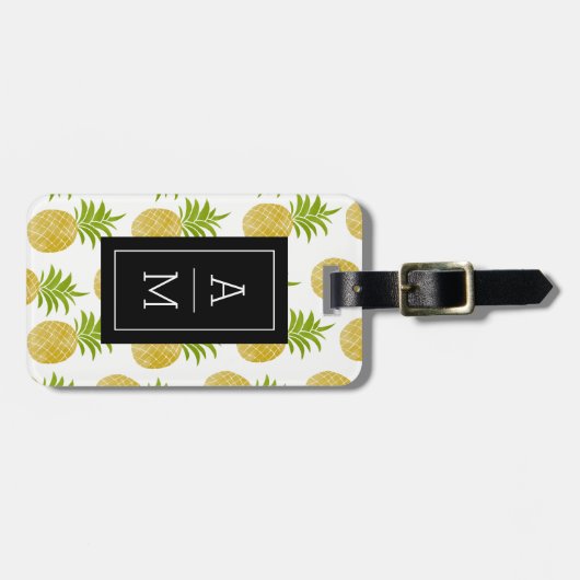 Posh Ananas-mit Monogramm Gepäck-Umbau Gepäckanhänger (Vorderseite horizontal)