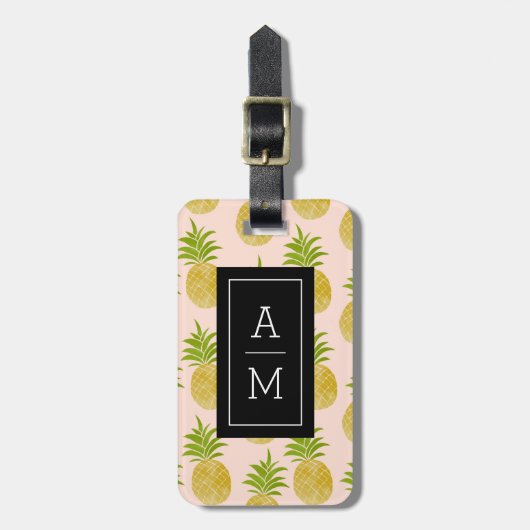Posh Ananas-mit Monogramm Gepäck-Umbau Gepäckanhänger (Vorderseite vertikal)