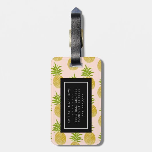 Posh Ananas-mit Monogramm Gepäck-Umbau Gepäckanhänger (Rückseite vertikal)