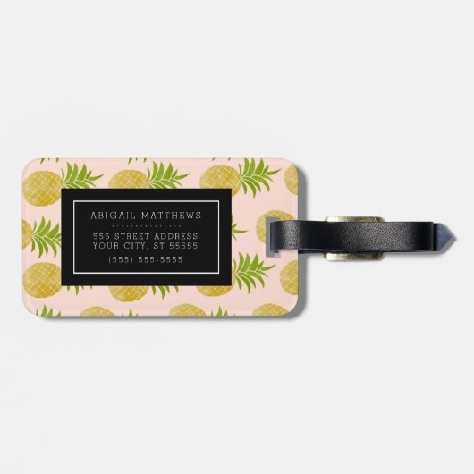 Posh Ananas-mit Monogramm Gepäck-Umbau Gepäckanhänger (Rückseite horizontal)