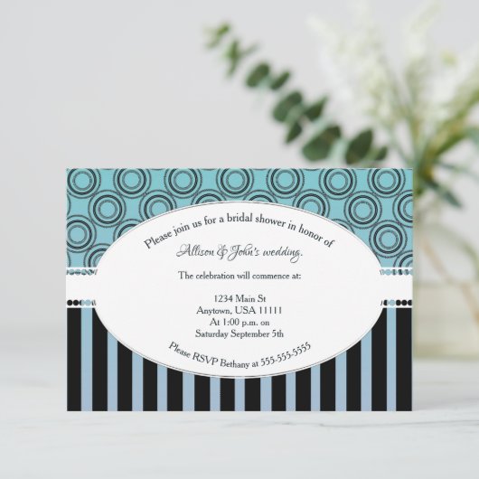 Posh Aquamarin und Blue Brautparty Einladung (Stehend Vorderseite)