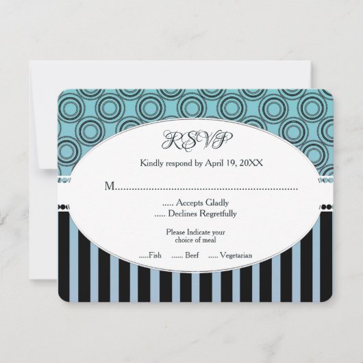 Posh Aquamarin und Blue Wedding RSVP Card (Vorderseite)