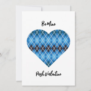 Posh Argyle Dunkelblau Big Heart Valentinstag Flat Feiertagskarte