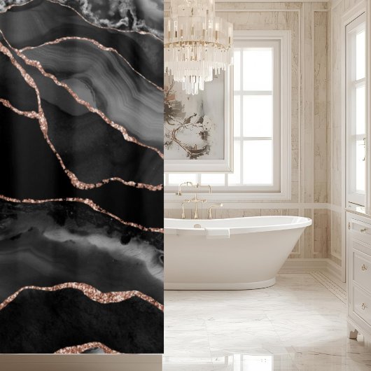 Posh Bathroom Decor | Black Agate Duschvorhang