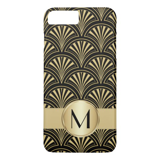 Posh Black and Gold Deko Fans Mit Monogramm Case-Mate iPhone Hülle (Rückseite)