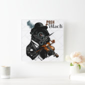 Posh Black Frenchie Bulldog  Quadratische Wanduhr (Zuhause)