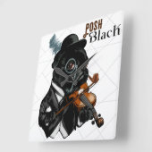 Posh Black Frenchie Bulldog  Quadratische Wanduhr (Winkel)