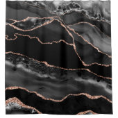 Posh Black Gray Rose Gold Marble Crystal Geode Duschvorhang (Vorderseite)