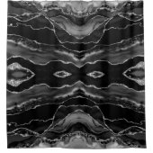 Posh Black Gray Silver Agate Marble Crystal Geode Duschvorhang (Vorderseite)