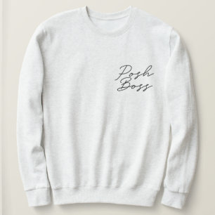 Posh Boss Grau Minimalistisch Pullover Sweatshirt