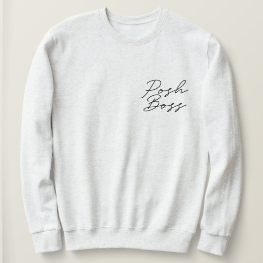 Posh Boss Grau Minimalistisch Pullover Sweatshirt (Design vorne)