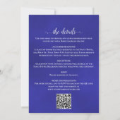 Posh Calligraphy Royal Blue Rose QR Code Wedding Einladung (Rückseite)