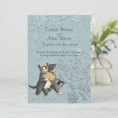 Posh Cats Aqua Blue Wedding 2 Einladung (Stehend Vorderseite)