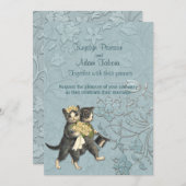 Posh Cats Aqua Blue Wedding 2 Einladung (Vorne/Hinten)