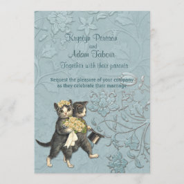 Posh Cats Aqua Blue Wedding 2 Einladung