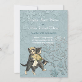 Posh Cats Aqua Blue Wedding Einladung