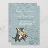 Posh Cats Aqua Blue Wedding Einladung (Vorne/Hinten)