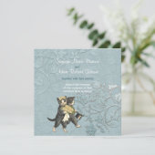 Posh Cats Aqua Blue Wedding Einladung (Stehend Vorderseite)