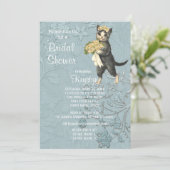Posh Cats Blue Bridal Dusche Einladung (Stehend Vorderseite)