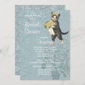 Posh Cats Blue Bridal Dusche Einladung (Vorne/Hinten)