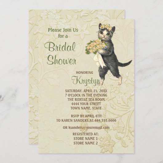 Posh Cats Bridal Dusche Einladung (Vorne/Hinten)