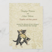 Posh Cats Elfenbein Wedding ver2 Einladung (Vorne/Hinten)