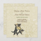 Posh Cats Elfenbeinhochzeit Einladung (Vorne/Hinten)