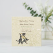 Posh Cats Elfenbeinhochzeit Einladung (Stehend Vorderseite)
