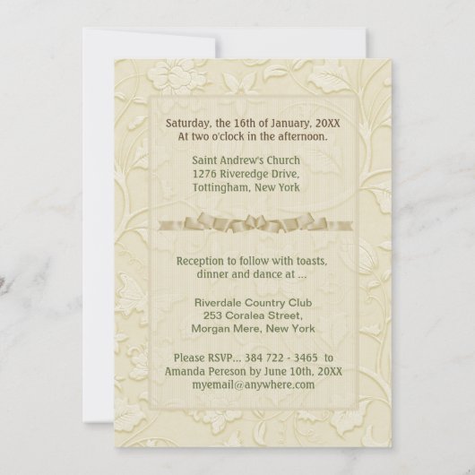 Posh Cats Elfenbeinhochzeit Einladung (Rückseite)